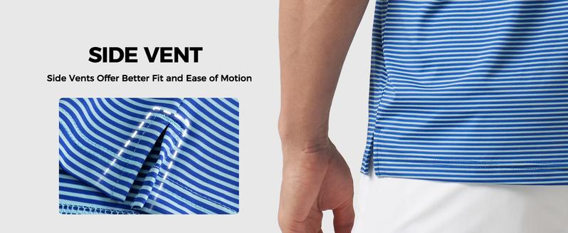 Willit Men's Golf Polo Shirts Short Sleeve Striped Performance Moisture Wicking