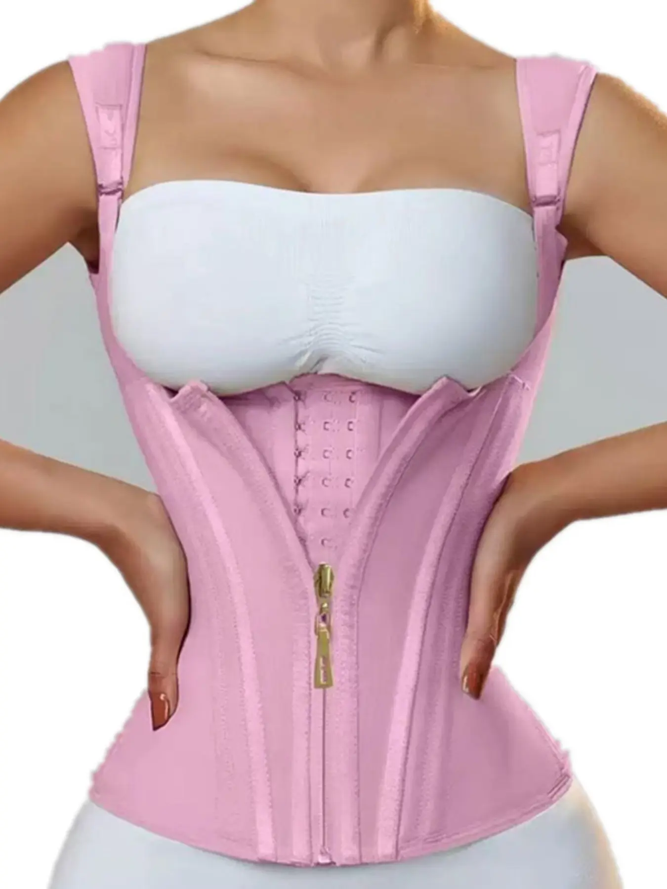 High Elastic Latex Backless Shapewear, Zipper Design, Waist Cinch, Postpartum Recovery, Essential, All Seasons, Plain Pattern, Solid, Casual Style, Underwear