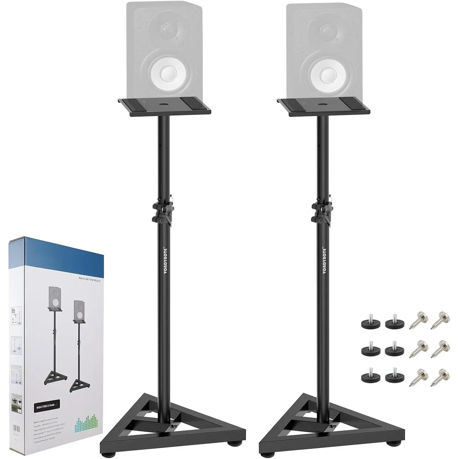 Pair of Studio  Stands Adjustable Height 32.6"-50.9" Heavy Duty Three Point Triangle Base Floor Speaker Stands  Stands