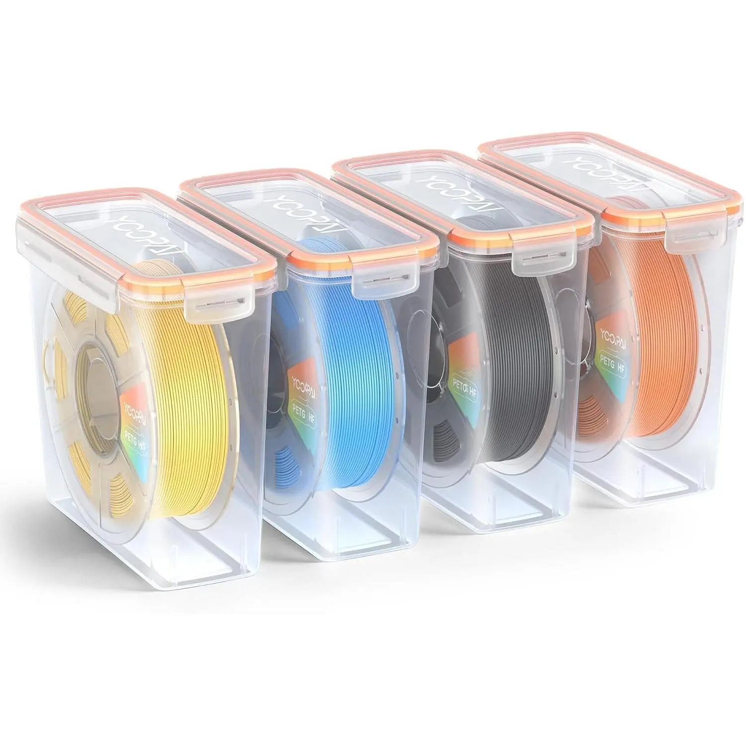 Pro Filament Storage Box – Precision-Fit Airtight Container for Single 1KG Spools, Flat-Lid Design for  Stacking,  Desiccant  Control,  Printer Filament Storage 4 Pack