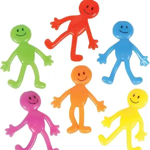12pcs Stretchy Bendable Man, Treasure Box Toys for Classroom, Stretchable Smile Figures, Assorted Color Bendable Toys, Carnival Prizes Party Gift Bag Filler Birthday Party Gifts Stress Relief Toys, Random 6 Colors