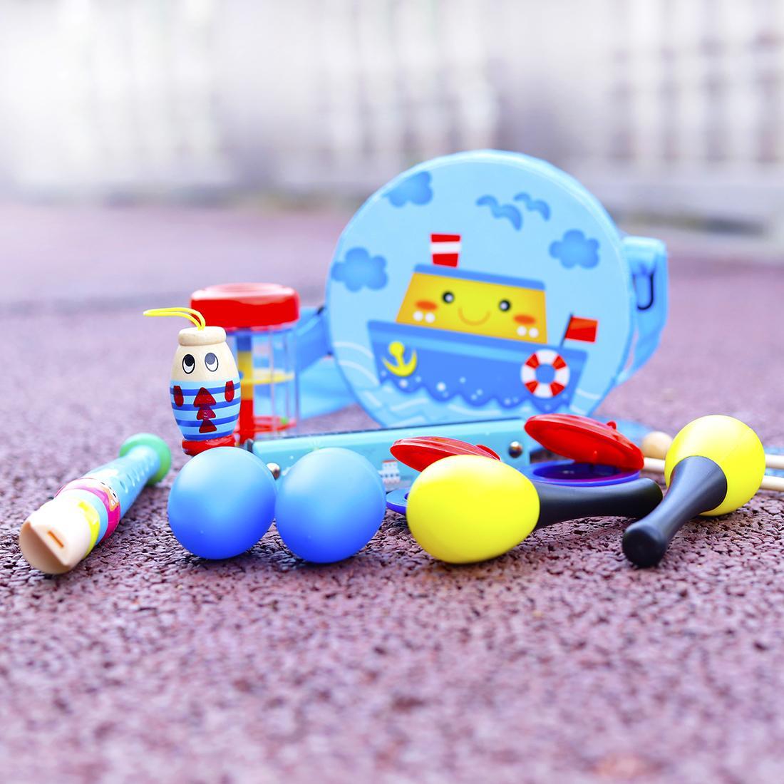 Wooden Hand Drum Cute Cartoon Handbell Toy for Kids Educational Dance Game Percussion Instrument