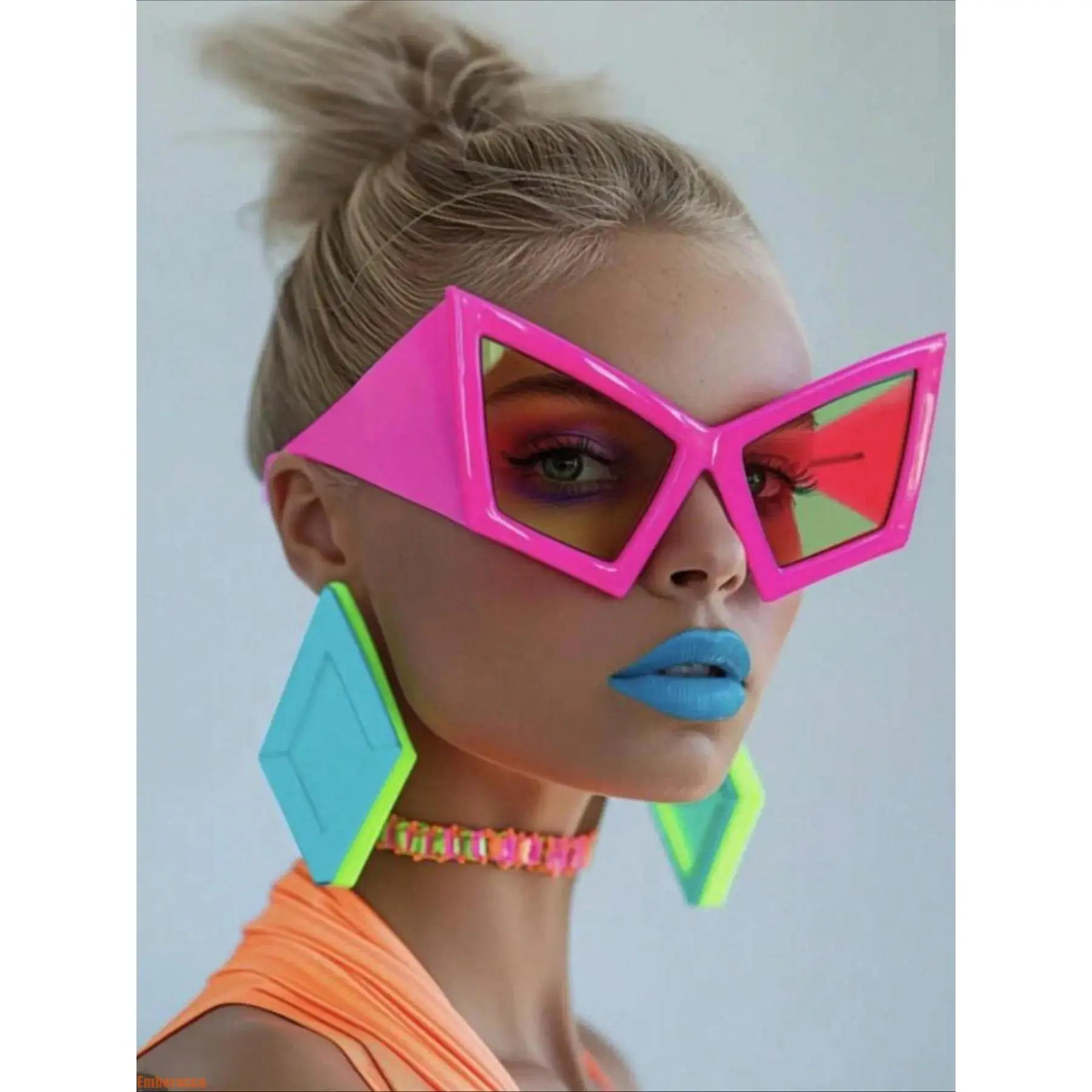 Retro Cat Eye Glasses for Women, Y2K Pink Frame Fashion Eyewear with Lightweight Stylish Design, Vintage Inspired Statement Glasses for Daily Wear, Parties, Festivals, Outdoor Events, Photoshoots and Photo Booth Accessories
