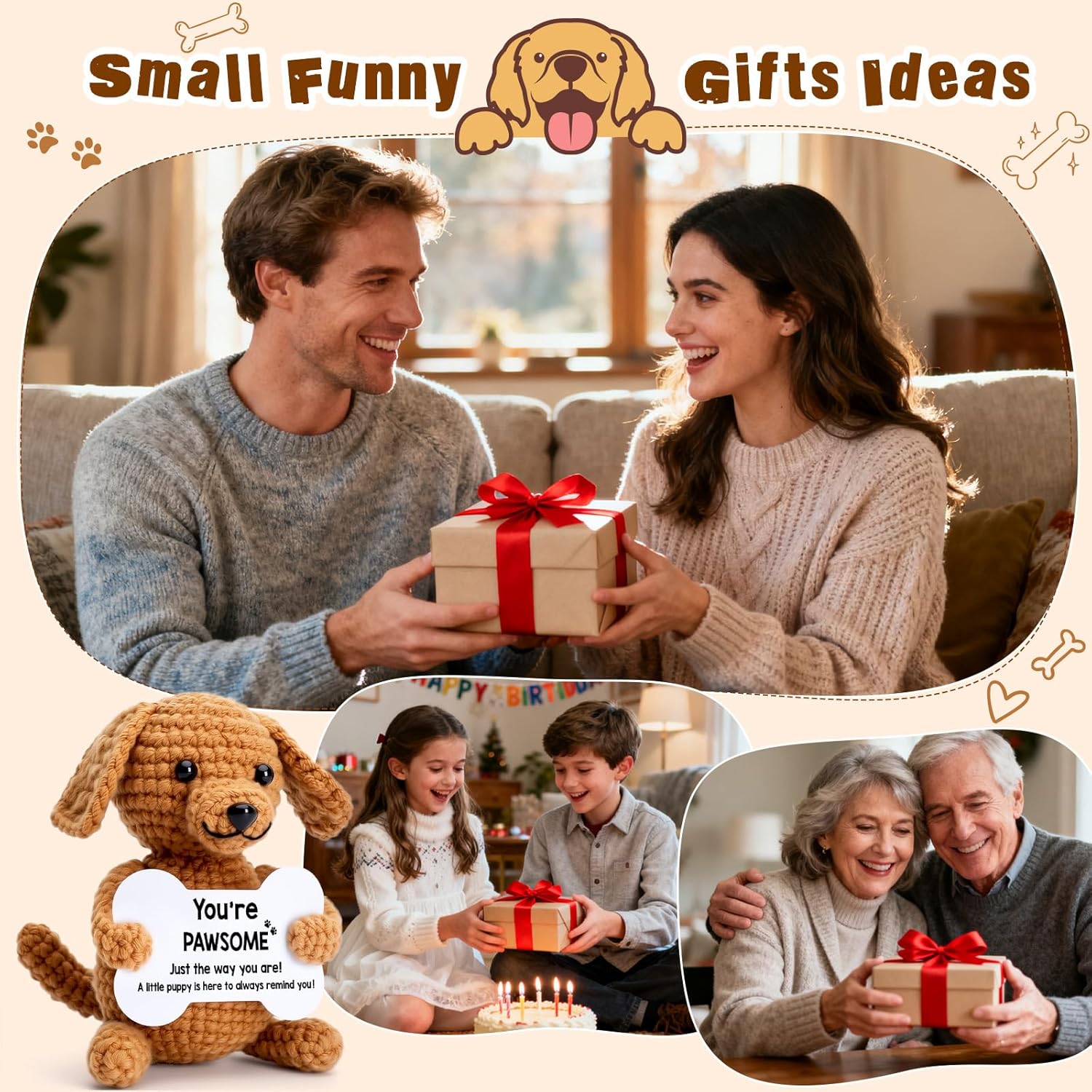 Funny Valentines Day Dog Gifts for Women Men Girls Boys, Cute Puppy Stuffed Animals Plush, Adorable Mini Emotional Positive Desk Decor Accessories, Lovely Valentines & Birthday Gift Ideas to Cheer Up Loved Ones and Decorate Home & Office