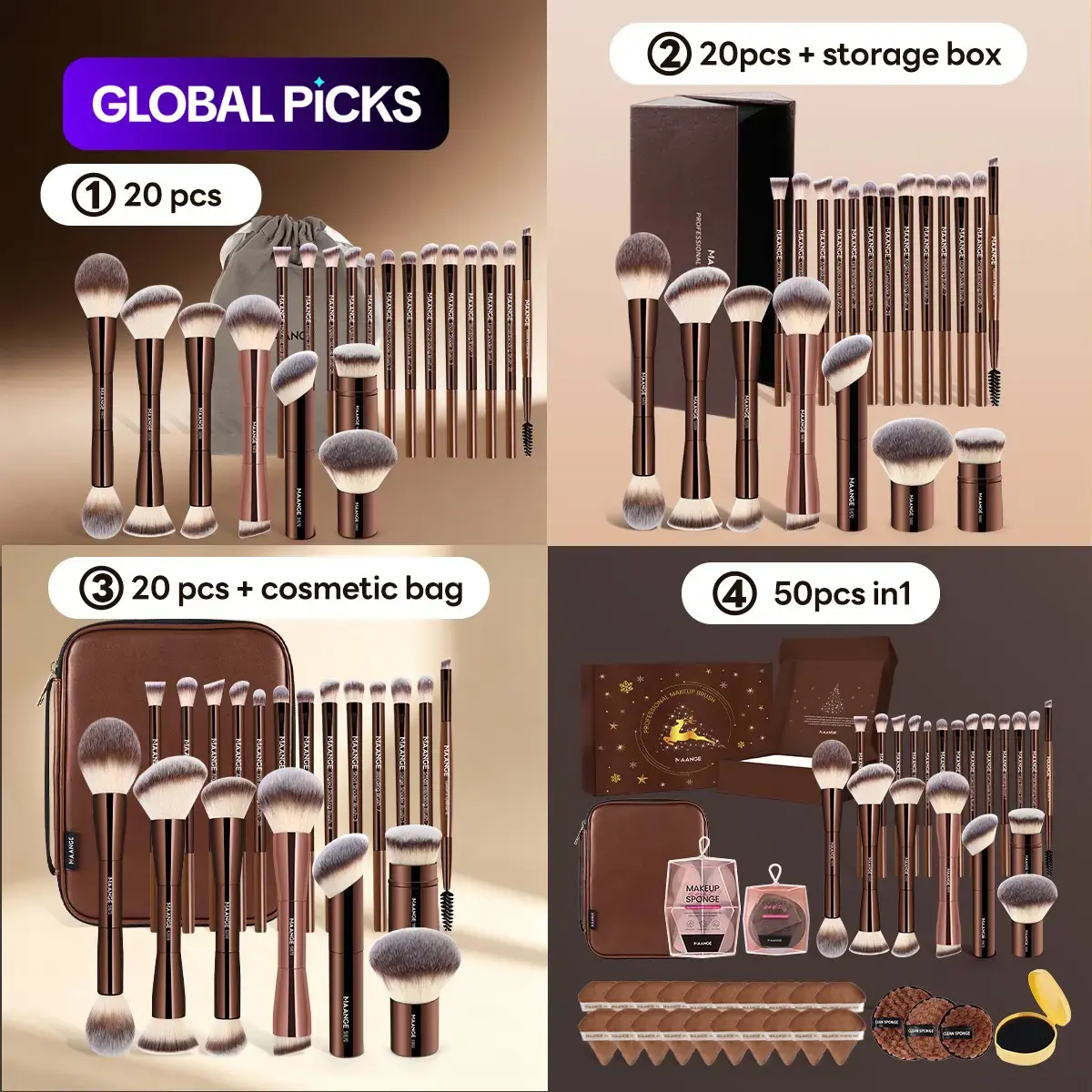 【Black Friday】Maange 20-Piece Professional Aluminum Makeup Brush Set, Blush Brush, Powder Brush, Foundation Brush, Eyeshadow Brush, Brow Brush, Mascara Brush, Highlighter Brush, Portable Makeup Kit