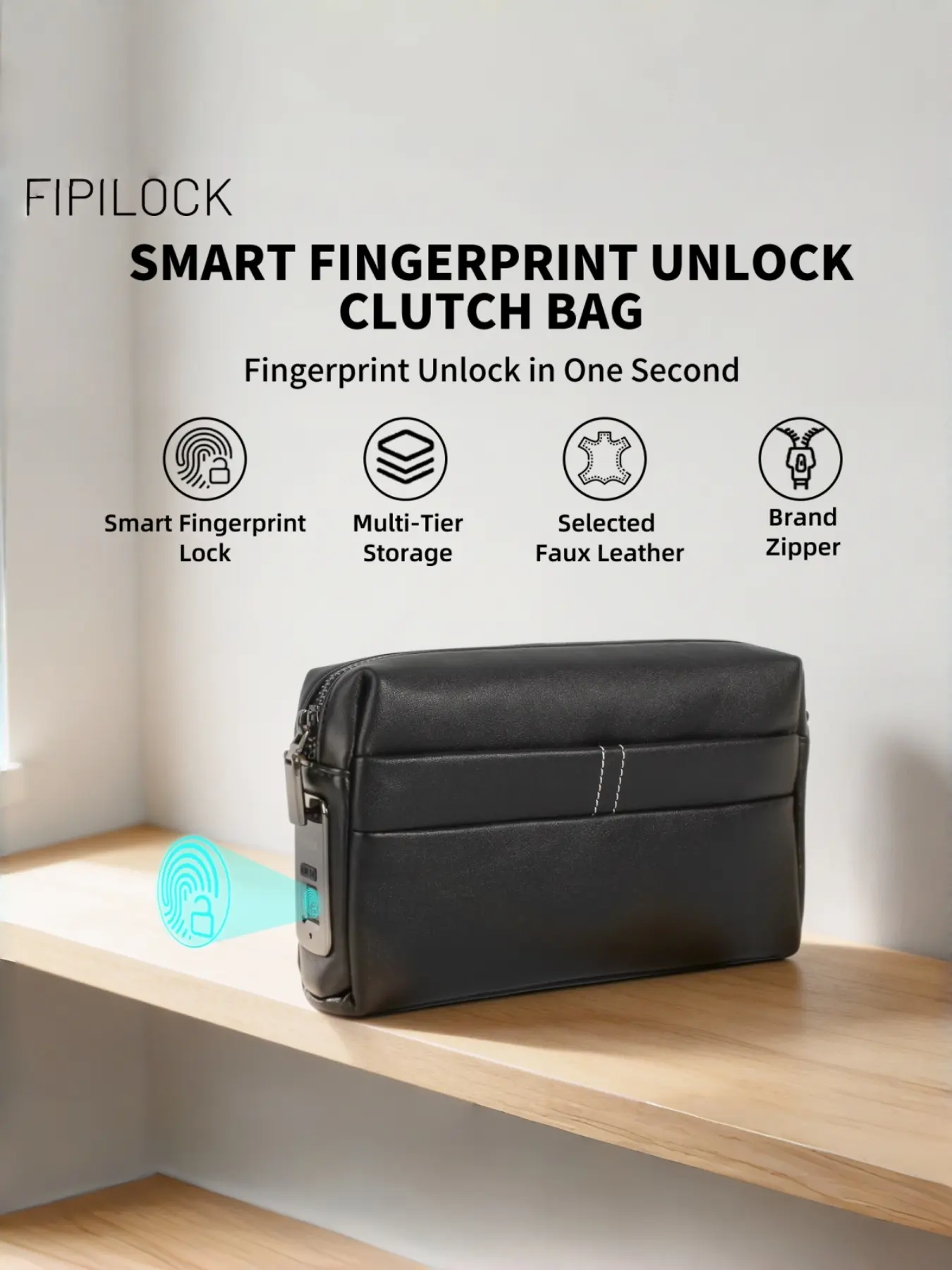 Men's High-End Business Travel Fingerprint Lock Handbag, Large Capacity Durable PU Leather, Waterproof Casual Bag, Ideal for Work and Travel, Personalized Gift