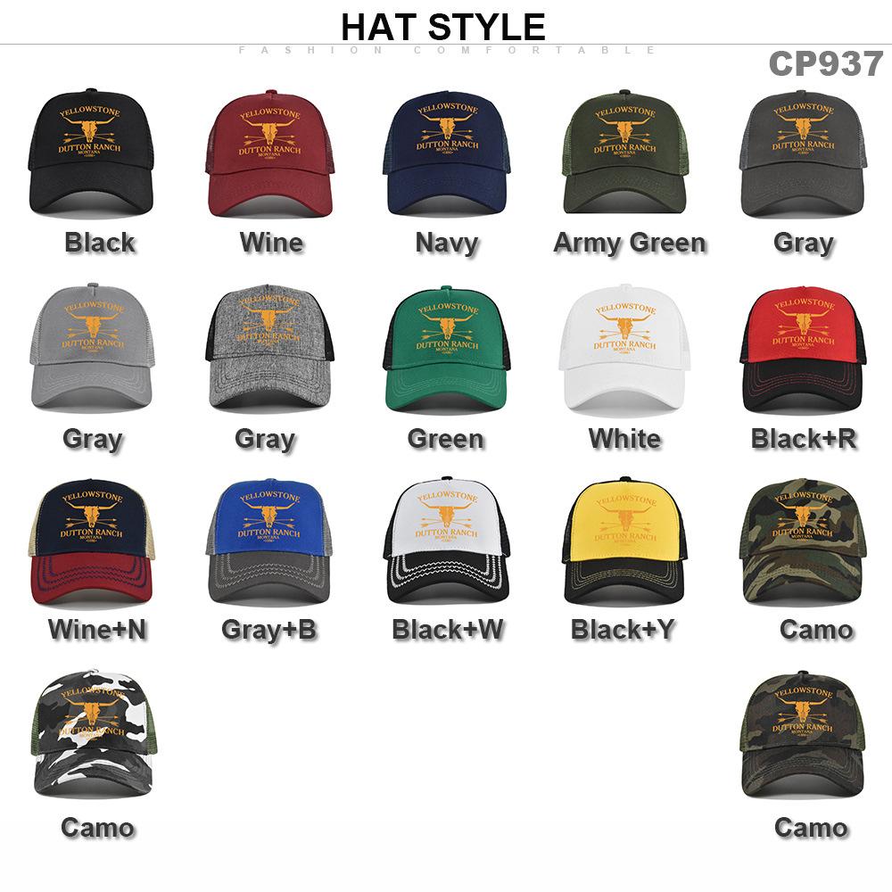 Cross-border Yellowstone baseball cap, silk-printed Yellowstone mesh cap, printed duckbill cap, unisex washable breathable sun hat