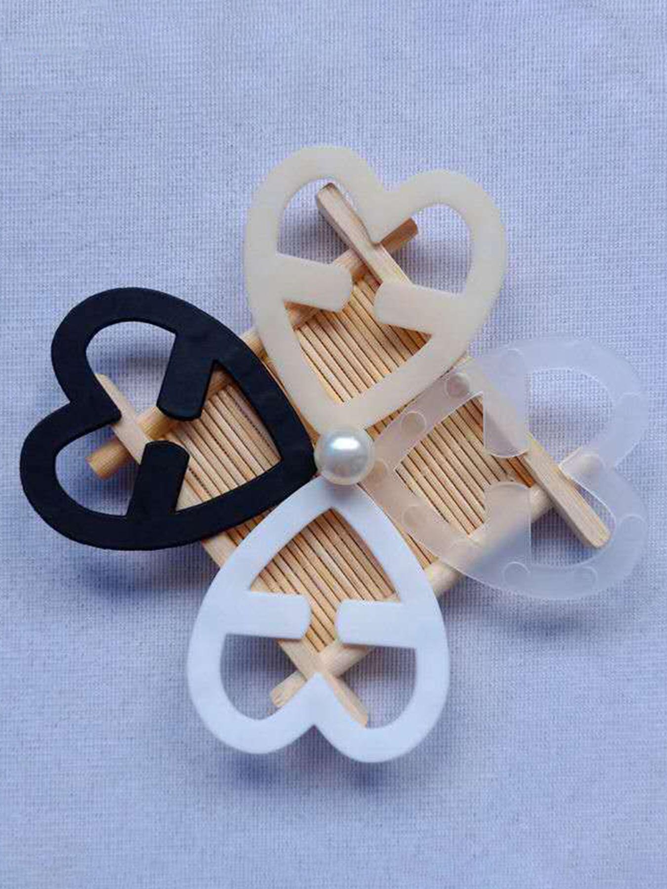 4pcs Solid Heart Shaped Bra Strap Buckle, Invisible Anti-slip Adjustable Strap Backless Bra Strap Buckle for Daily Use, Bra Accessories for Women