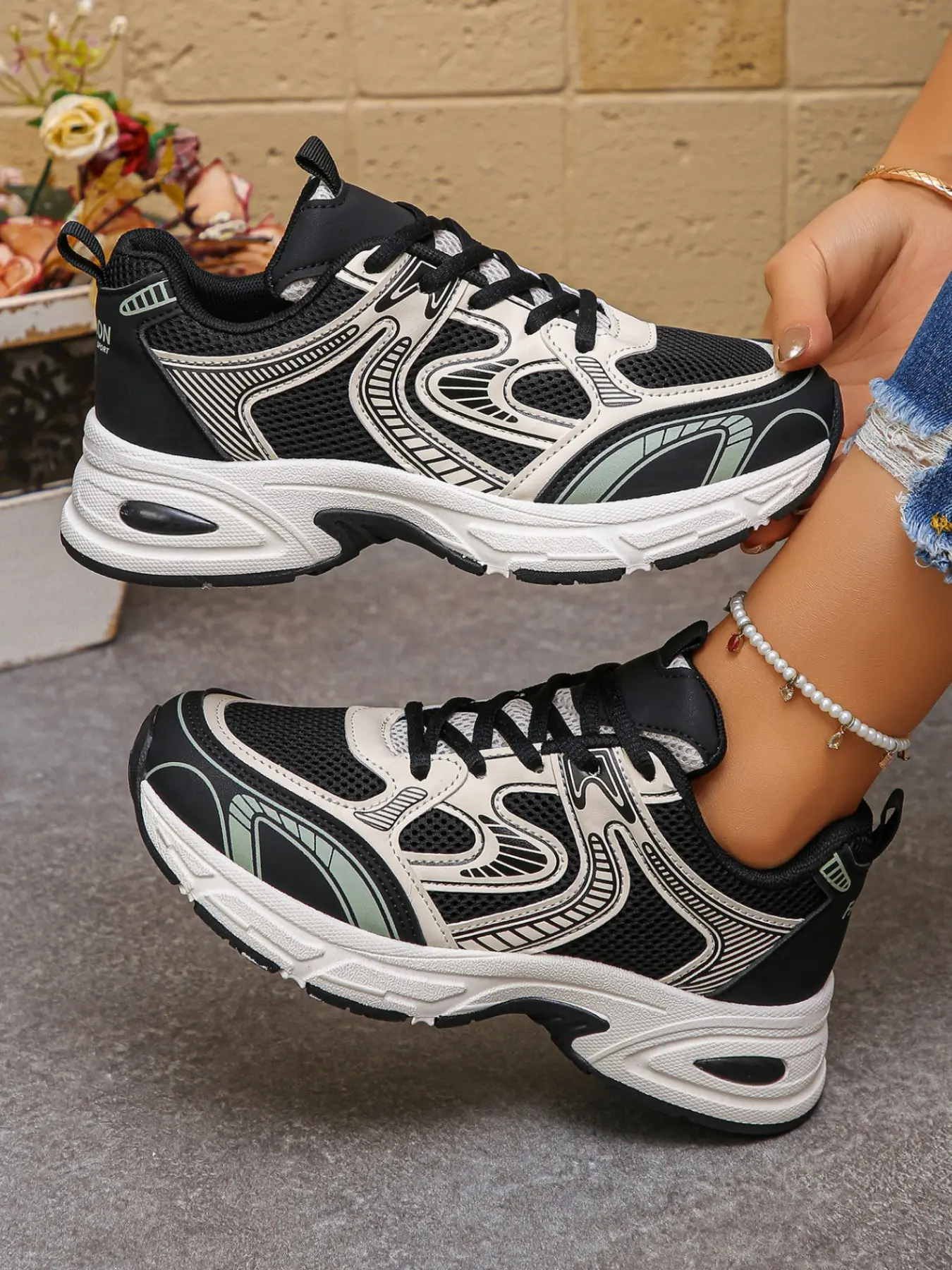 New Arrival Sporty Casual Shoes, Dad Sneakers, Fashion Student Running Shoes, Lace-Up Slip-On, Comfortable Trendy Versatile Women's Footwear