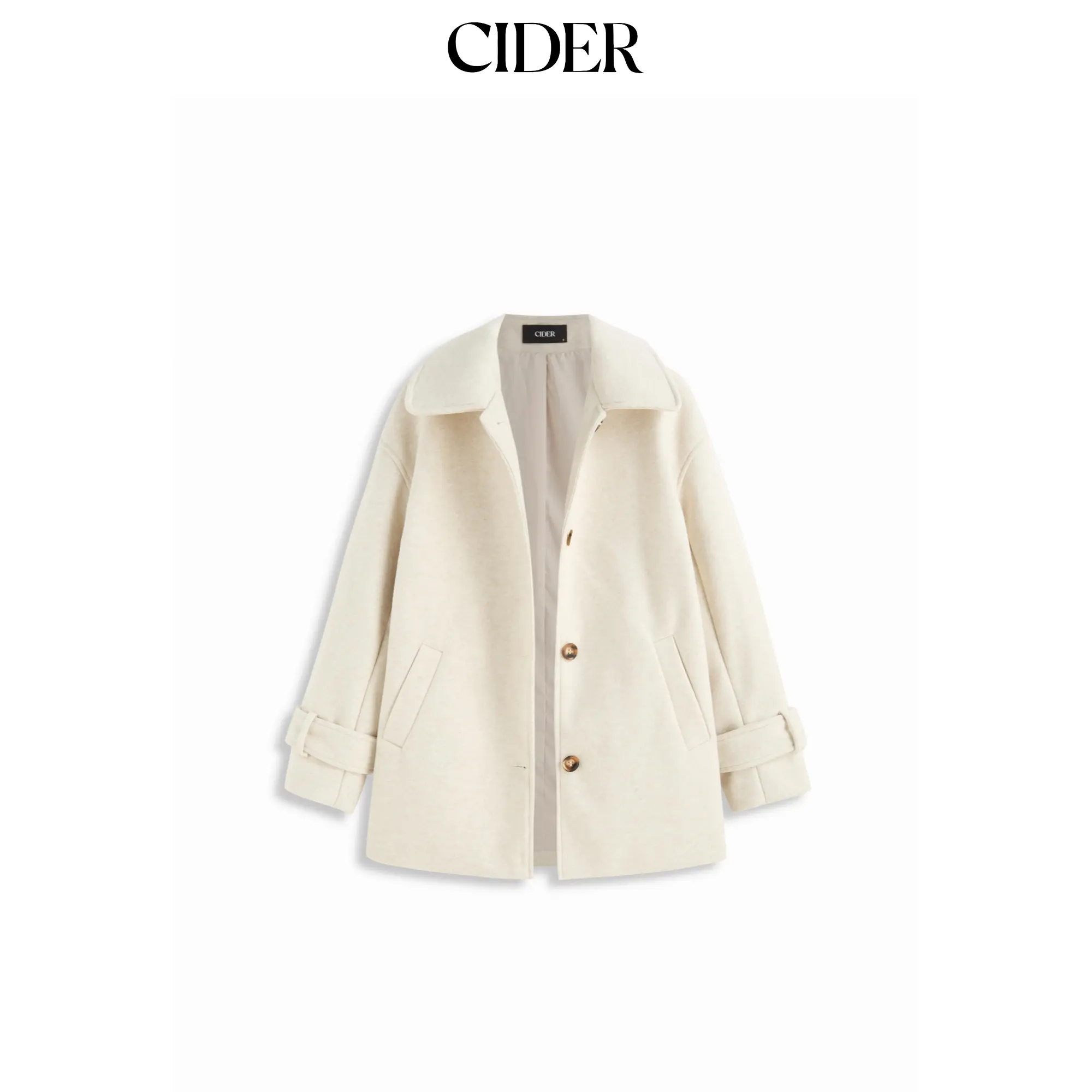 Cider Wool-look Collar Long Sleeve Button Oversized Longline Shacket SohoChic