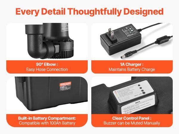 Spring new arrivals Basement Emergency Back-Up Sump Pump Backup Sump Pump System 2000GPH 0.17 HP