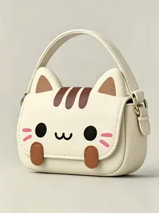 Adorable Cat Handbag Crossbody Backpack, Cute Cartoon Kitty PU Bag, Unique Bags, Soft Plush Ear Student Bag, Perfect Gift for Friends and Girlfriend, Crossbody Handbags