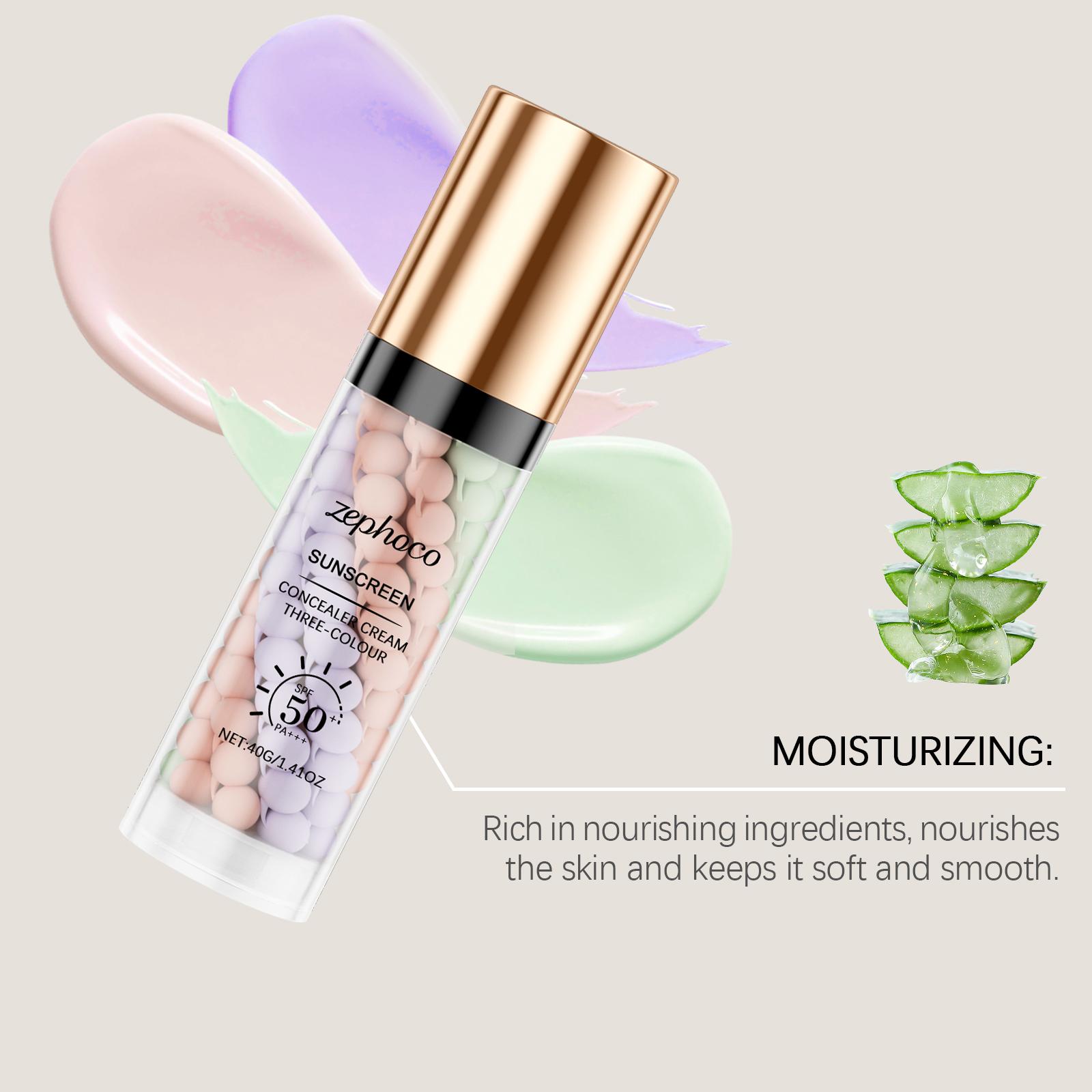 zephoco Three-Color Rainbow Protective Isolation Cream Concealer Isolation Cream Brightening Moisturizing Evening Skin Long-Lasting Protective Cream