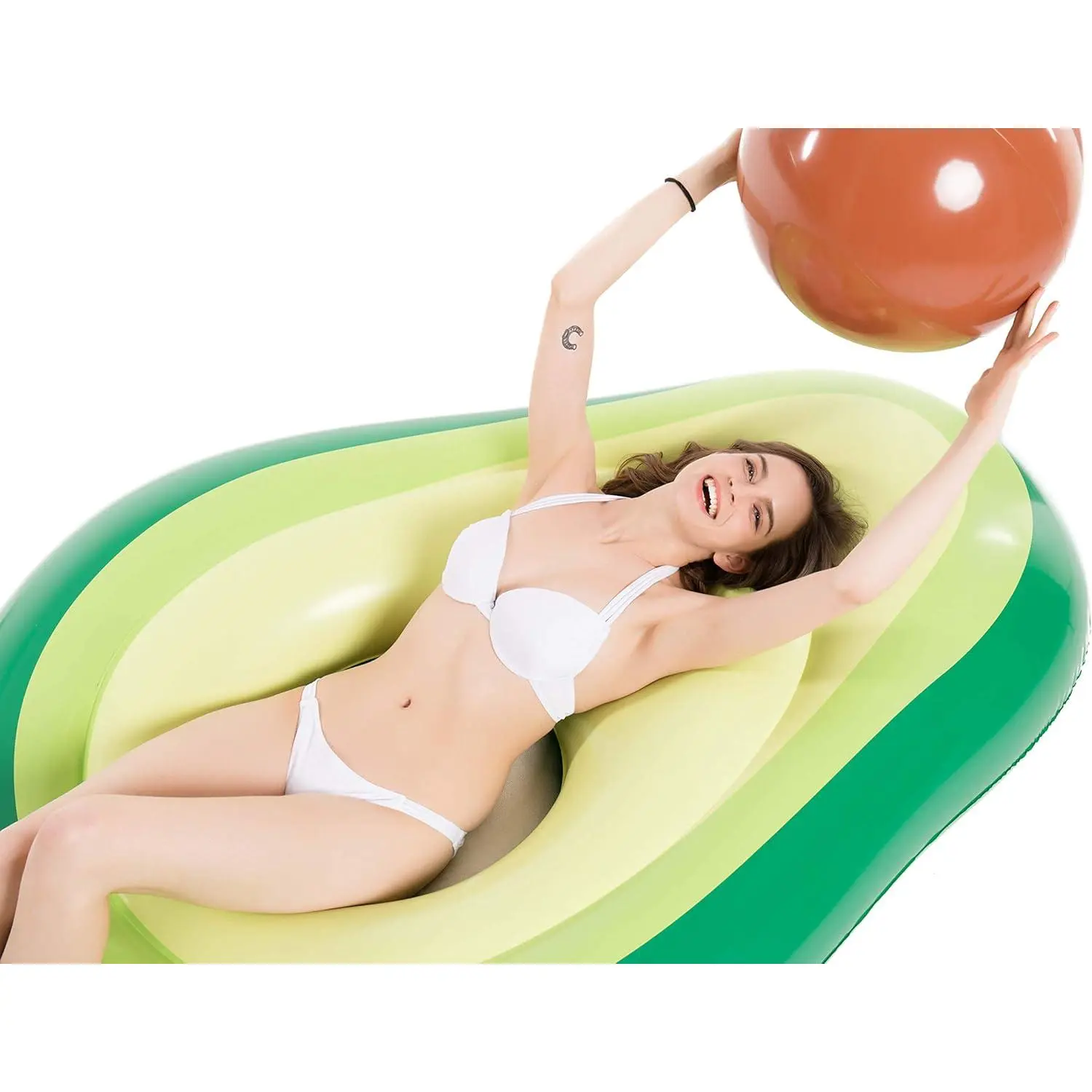 🥑Large Avocado Inflatable Pool Float with Bonus Water Ball| BBL Floating Lounge Raft, Adult Beach & Pool Party Inflatable Floaties✨