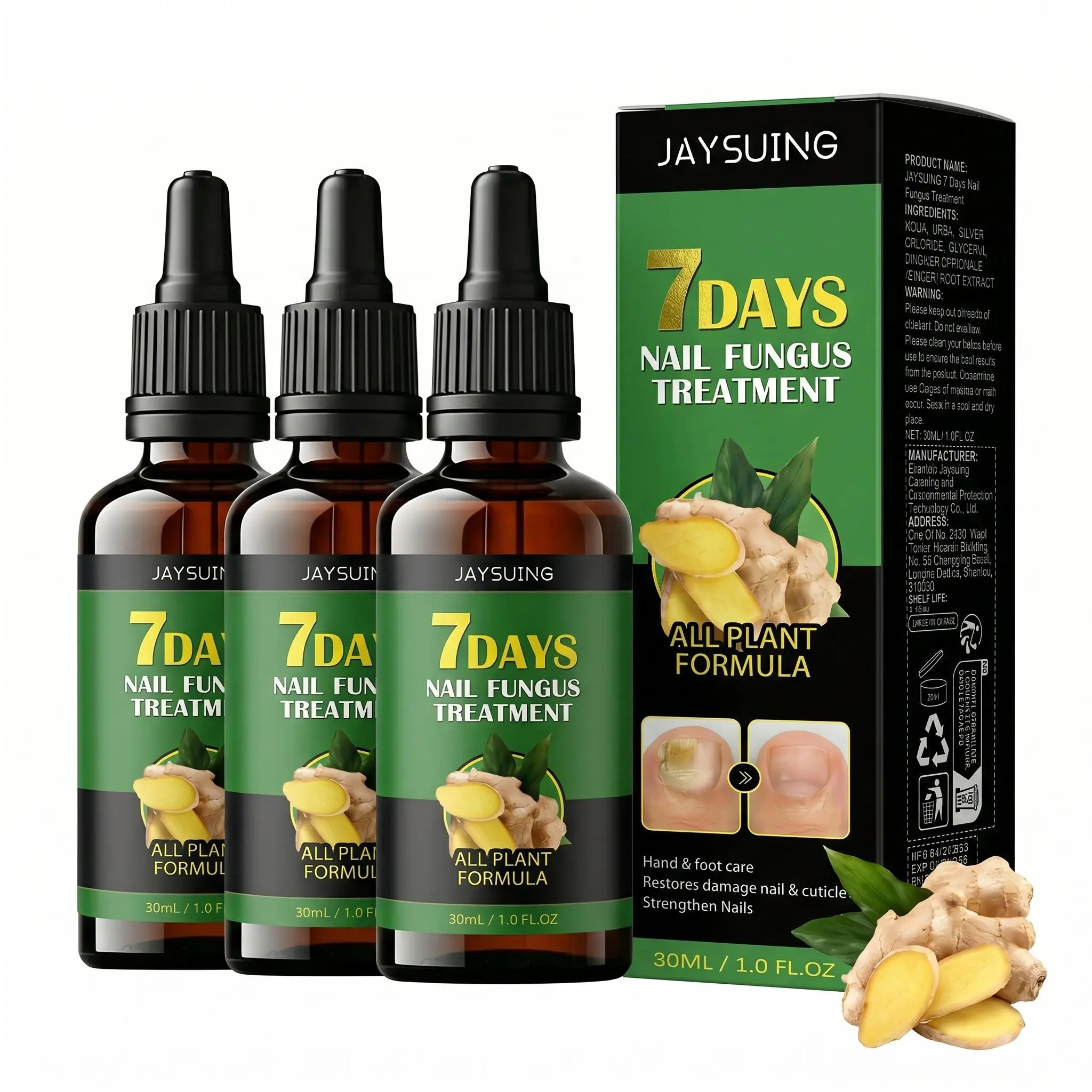 Ginger Nail & Cuticle Care Serum, 30ML Dropper Oil for Toenails, Fingernails, Hand & Foot Nail Care