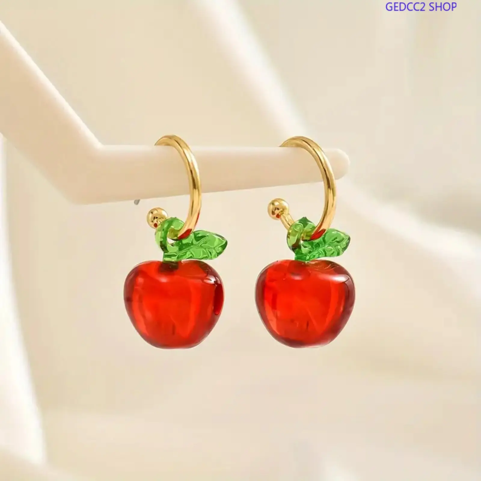 Women’s Red Apple Resin Earrings, Cute Fruit Shape Stud Earrings, Sweet Lightweight Fashion Jewelry Accessories for Daily Wear & Summer Outfits