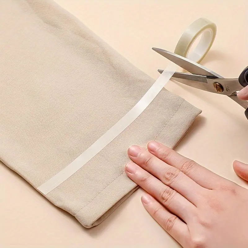Double-Sided Adhesive Hem Tape for Fabric, 196.85inch Roll - Easy No-Sew Hemming Strip, White, Waterproof, Iron-Free Pants & Clothing Hemming Tape