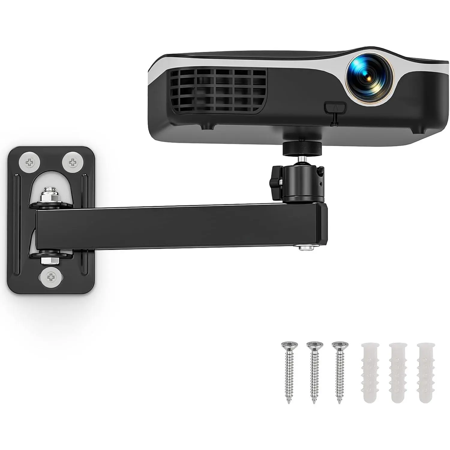Projector Stand, Wall and Mini Ceiling Mount with 1/4-Inch Thread, 360- Rotation, Adjustable Tilt & Swivel, Foldable, Easy Setup Compatible with  Projectors for Office,