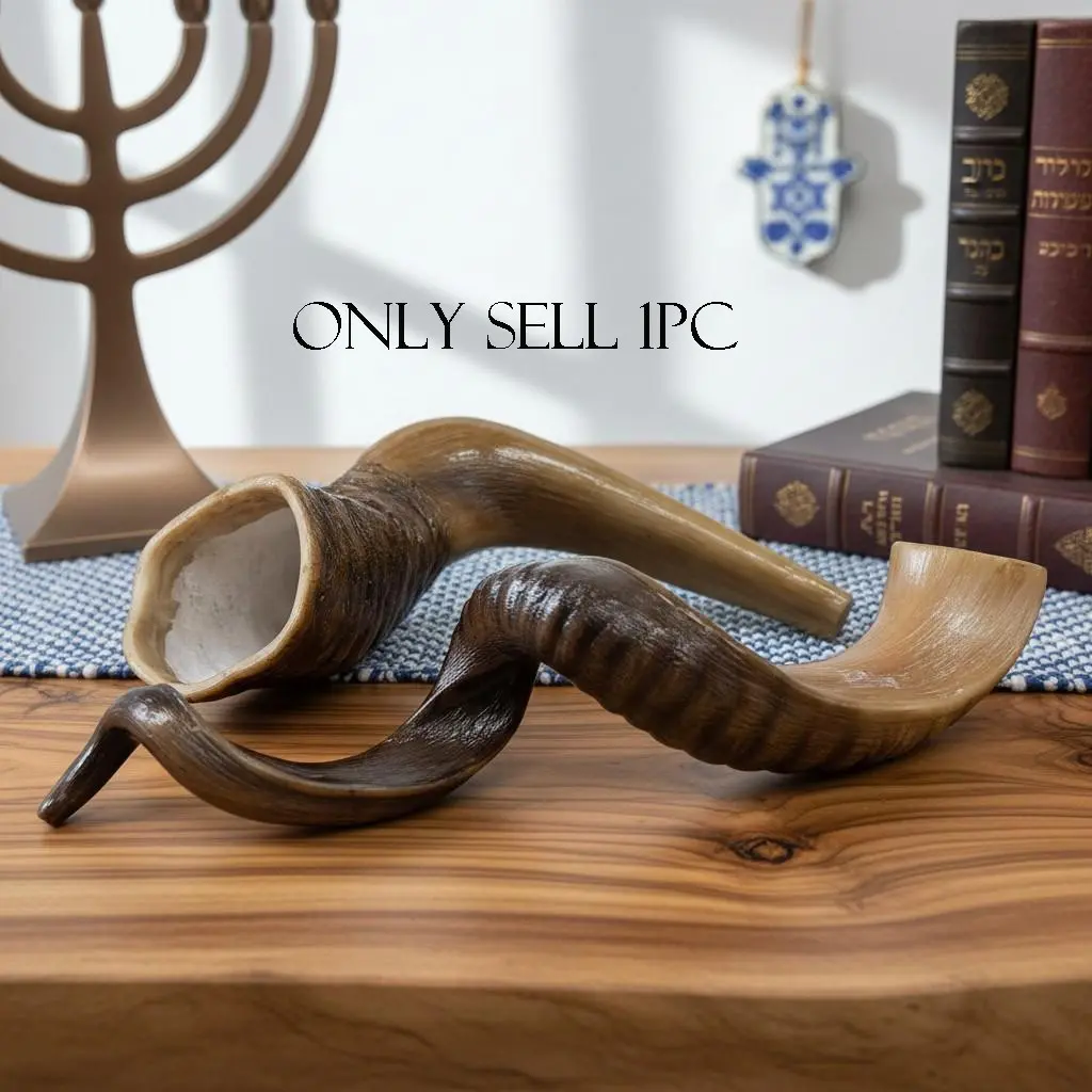 Resin Shofar Horn Decorative Piece, Classic Jewish Religious Ritual Style, Hand-Polished Holiday Ornament, Home Decoration, Religious Decorations