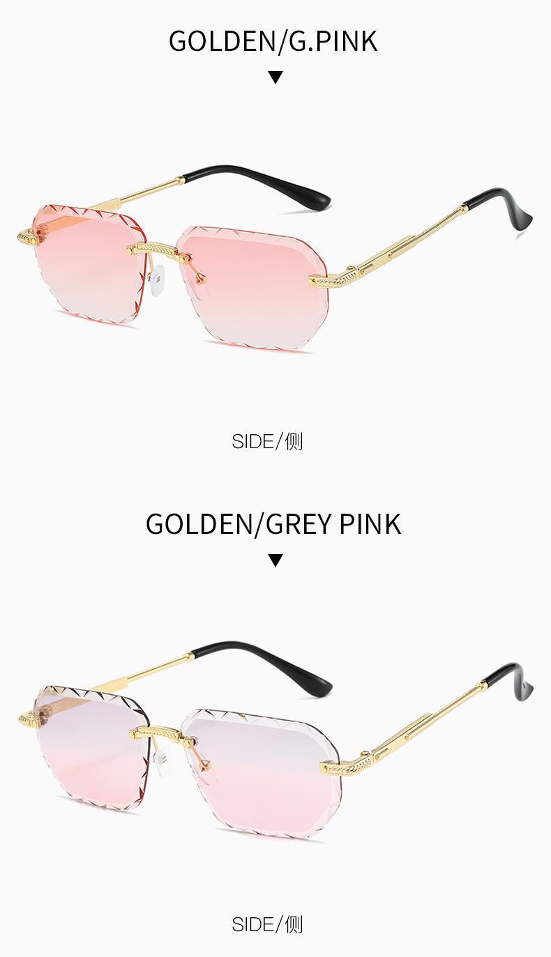 Rimless Square Metal Sunglasses for Men Women, UV400 Protective Fashion Luxury Eyewear for Beach Travel Daily Use