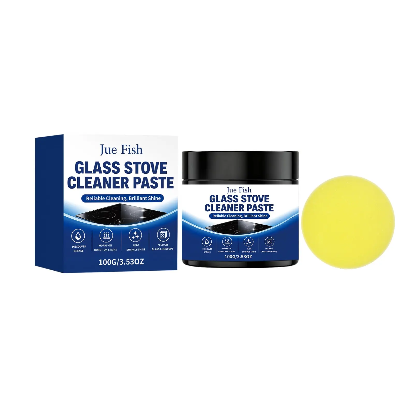 Glass Stove Top Cleaner Gel, Removes Oil Stains, Kitchen Surface Cleaning, Daily Use, Includes Sponge, Essential Kitchen Care Product, Kitchen Grease Cleaner