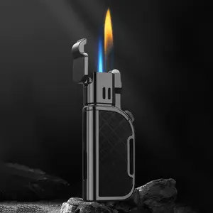 Jet Lighter, Soft/Jet Switchable Lighters, Butane Refillable Lighter with Foldable and Dial, Cool Lighters for Men/Husband (Fuel not Included)