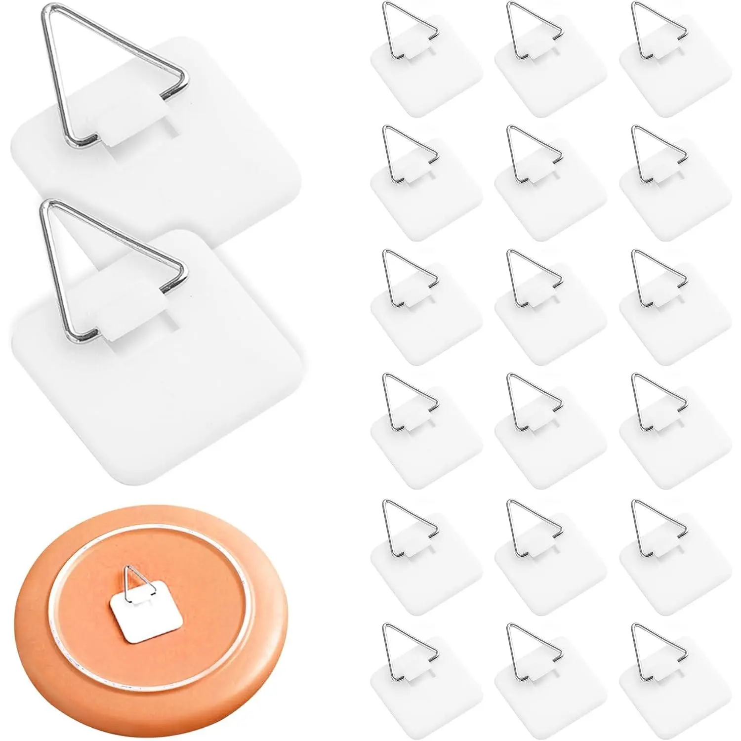 20-Pack 1.25 Inch Invisible Adhesive Plate Hangers for Wall - Vertical Plate Holder Set