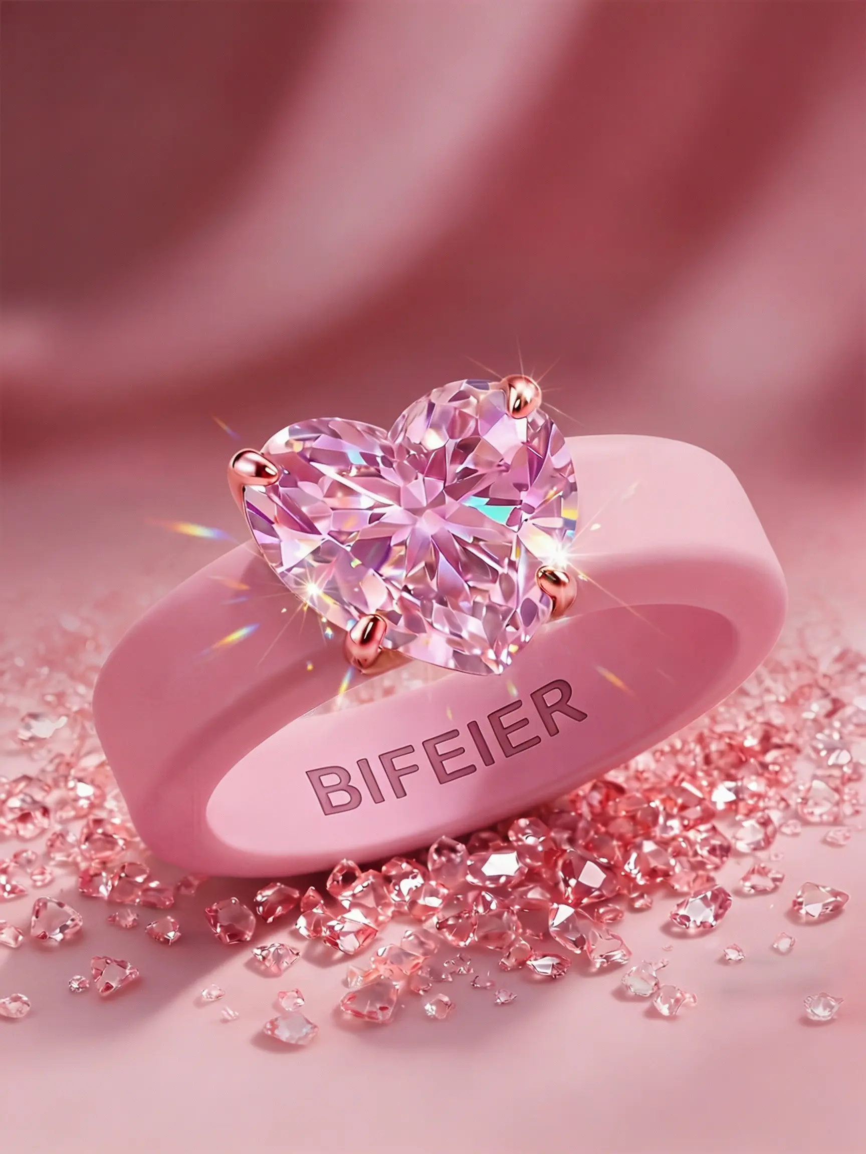Fashion Silicone Ring with Elegant Heart Shaped Zircon, Perfect for Women, Ideal for Daily Wear, Anniversary, Festival Gifts