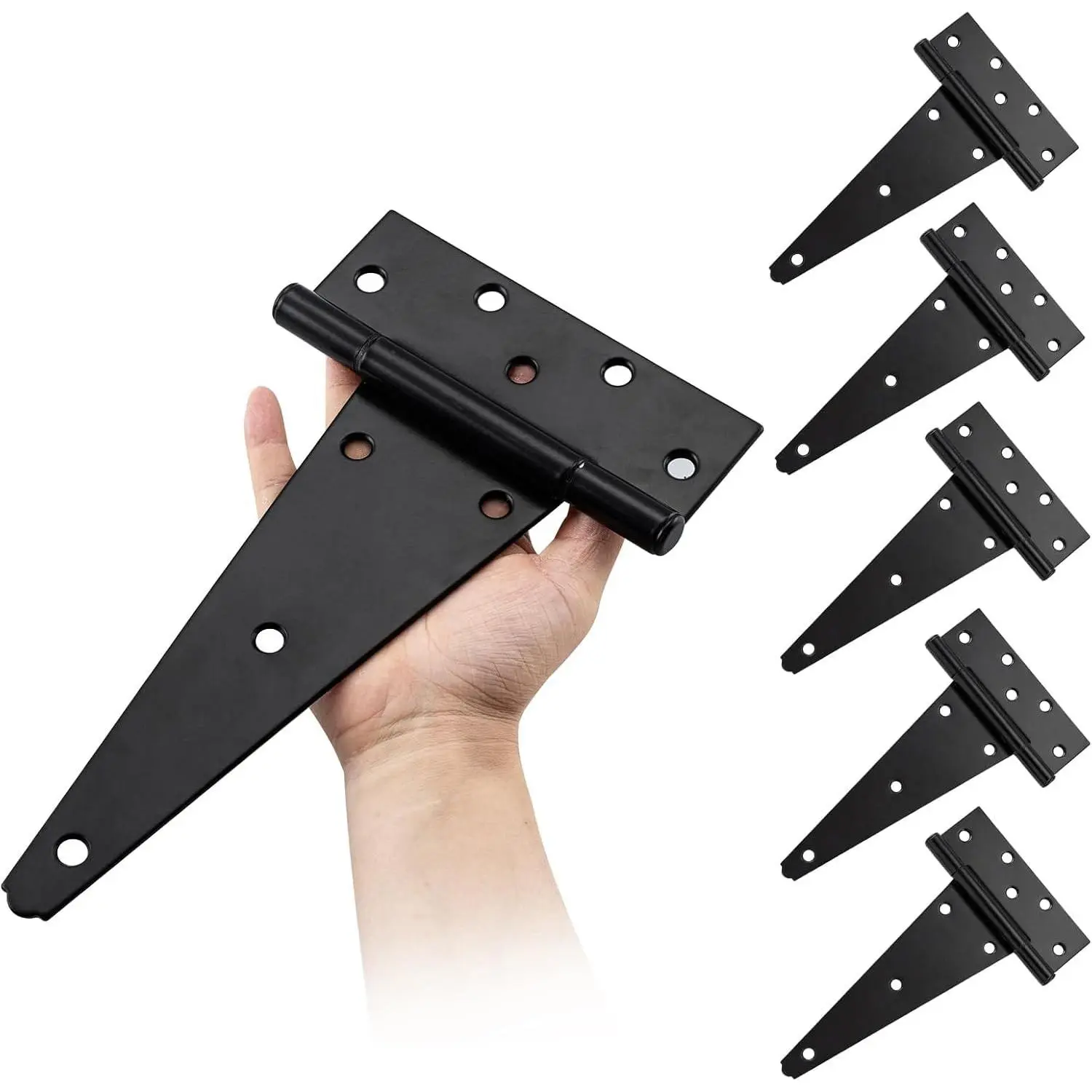 10" Heavy Duty Gate Hinges, 6 Pack T Strap Hinges