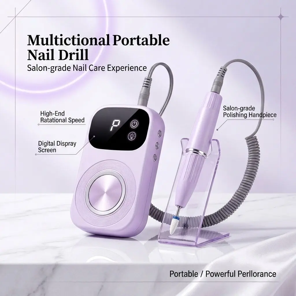 Innovative Two-In-One Multi-Function Nail Drill Machine + LED Lamp, 50 Adjustable Settings, Home Salon Grade Repair, Portable Convenience
