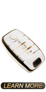 Key Fob Cover Compatible with Kia Forte Koup NIRO Optima Rio Sorento Soul Sportage Smart 4 Buttons TPU Remote Keyless Key Fob Case Protection Shell Accessories, White, Not for Flip Key