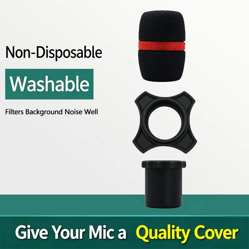 Microphone three-piece set, sponge cover, anti-roll microphone protector, silicone wireless microphone, handheld protection for KTV/DJ equipment