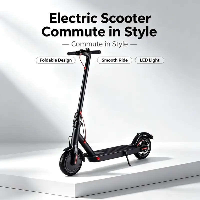 8.5in Foldable Adult Electric Kick Scooter - 350W Motor, 21-mi Max Range, Large Capacity Battery