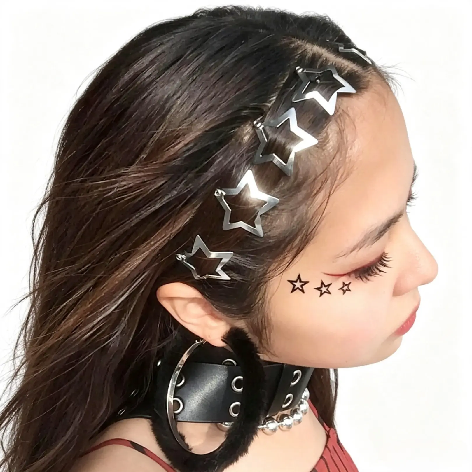 Y2K Hollow Star Snap Hair Barrettes, 10 Pack Minimalist Metal Hair Clips, Trendy Grunge Aesthetic Hair Accessories For Women Teens Girls, Non Slip Styling Clips For Daily Outfits, Music Festivals & Party Hairstyle Decor