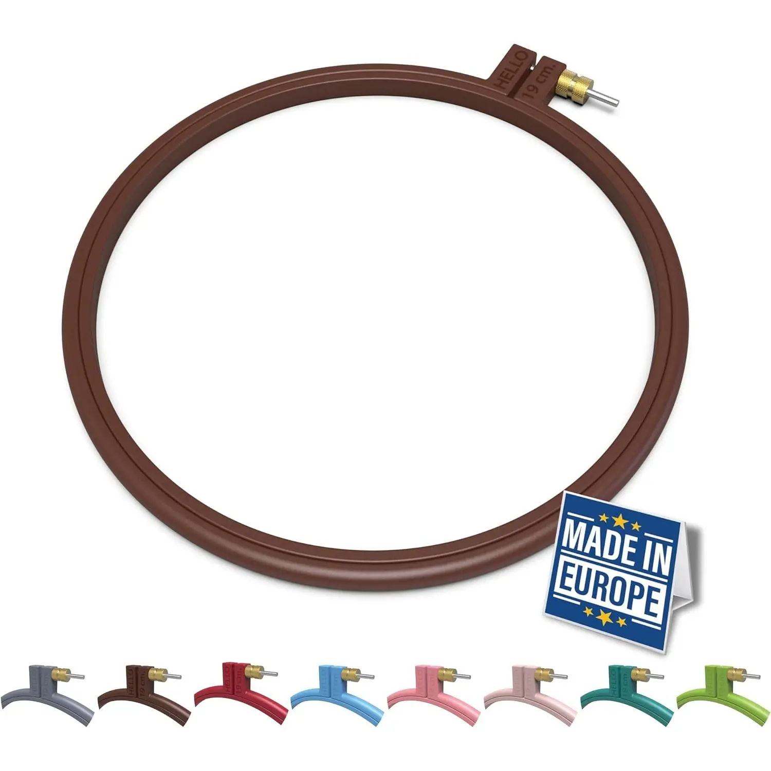 Plastic Embroidery Hoop,  Series   Hoops for Beginners, Punch  Hoop, Embroidery Frames for Sewing, Needlework, Embroidery Projects (Brown, Medium 7.5" (19 cm))