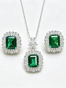 French Style Geometric Jewelry Set, Elegant Cubic Zirconia Necklace and Earrings, Perfect Gift for Wife, Girlfriend, Mother