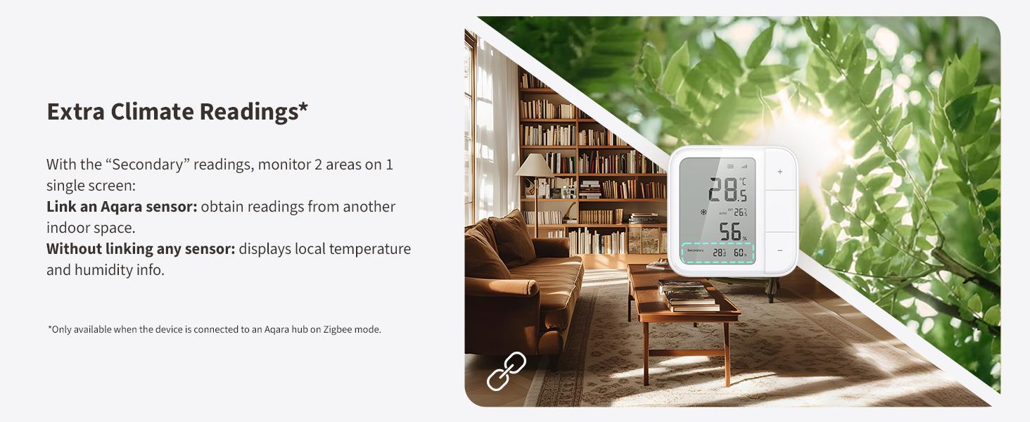 /Zigbee Climate Sensor W100,Temperature and Humidity Monitoring,Remote HVAC, 3 Customizable Buttons,Works with HomeKit, Alexa, & More