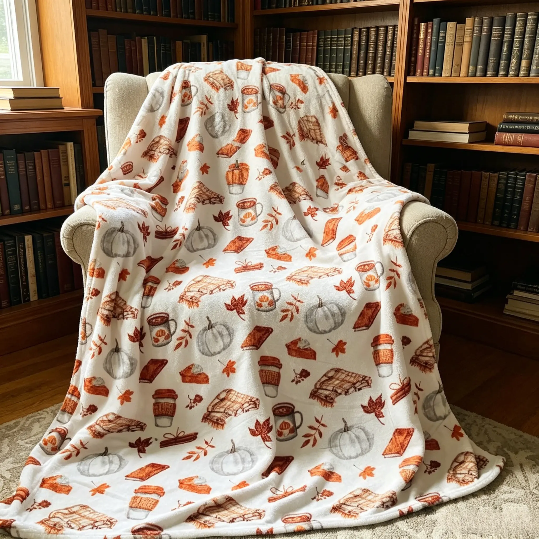 Fall Throw Blanket Soft Fleece: Flannel Cozy Blanket Lightweight Cozy Blanket Pumpkin Spice and Everything Nice with Books Wraps Coffees Lattes Pumpkins Pies Flannel Blankets Oversized