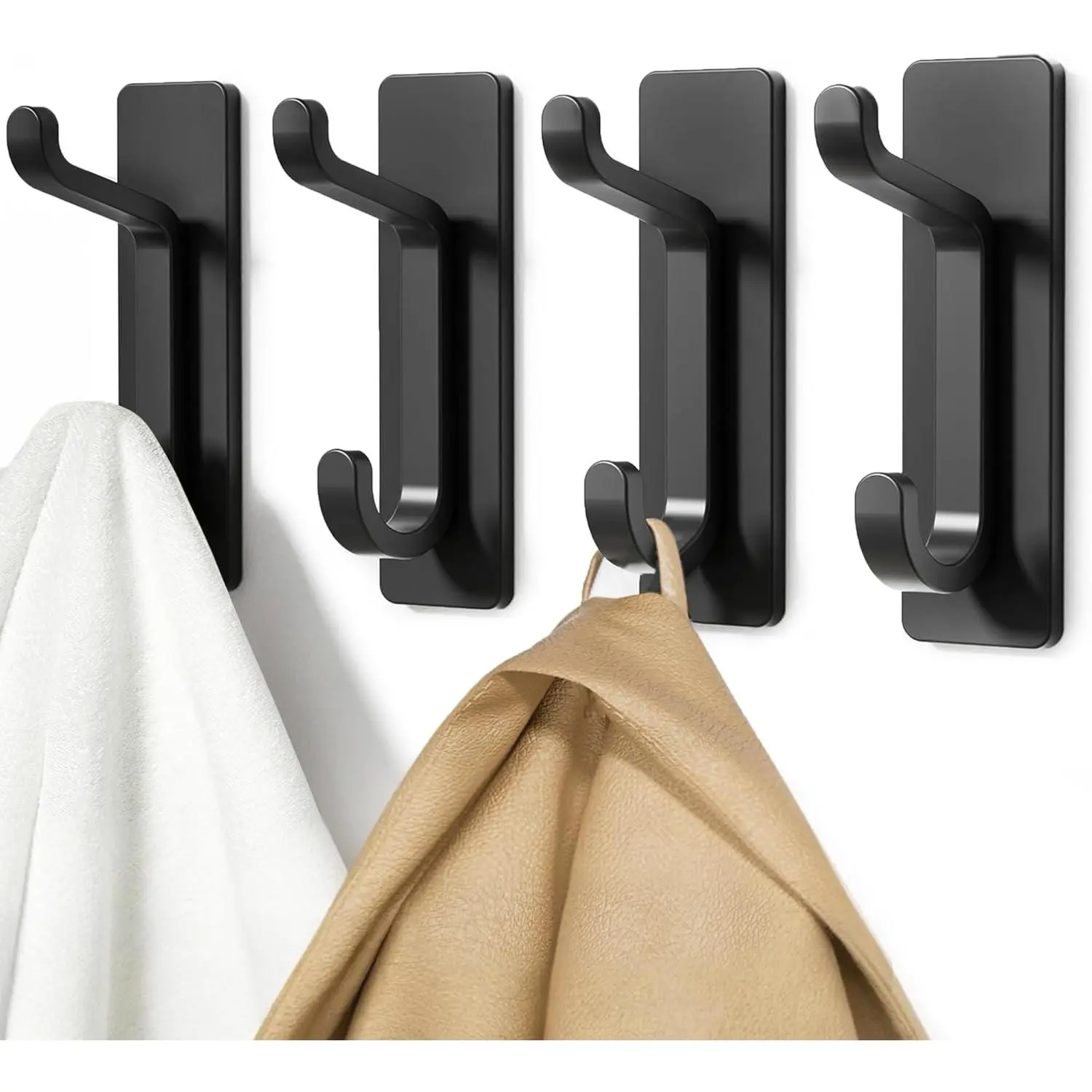 4 Pack Heavy Duty Adhesive Wall Hooks 13LB Strong Stick On Coat Towel Robe Hat Key Holder Hooks for Bathroom Kitchen Bedroom Office Home Organization campingessentials