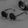 Men's Cyberpunk Retro Round Polarized Futuristic Sunglasses - Adjustable Dimming Photochromic Smart UV-Blocking Lenses, Funky Unique Y2K Punk Aesthetic Outdoor Streetwear Accessories, Men's Stuff Birthday Cool Gifts for Him