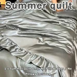 Ice Silk Cool Feeling Ruffle Air Conditioner Blanket, Breathable Sweat-Wicking, Summer Home Single Double Person Lightweight Cooling Blanket