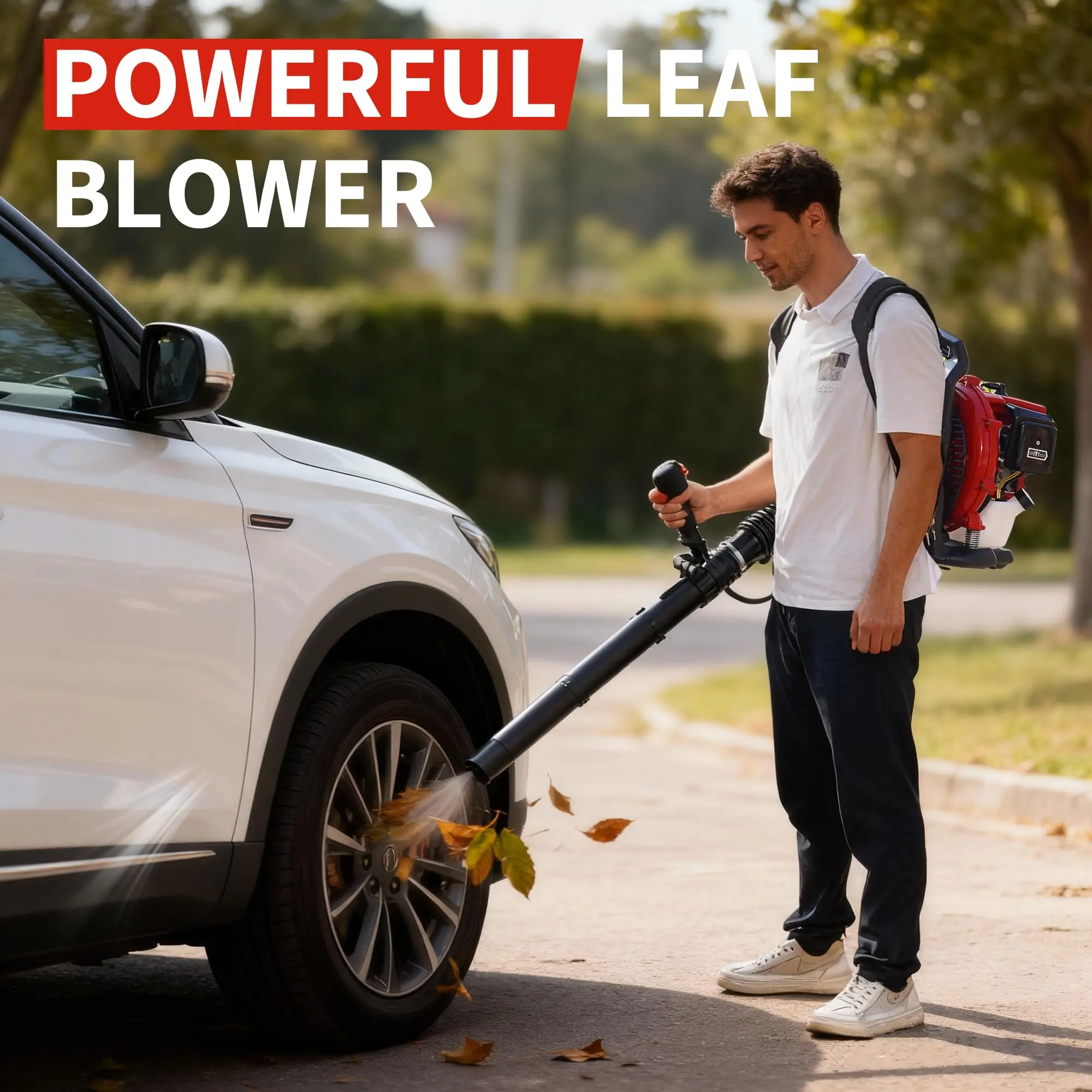 Garvee Heavy-Duty Gas Backpack Leaf Blower, 66CC 2-Stroke 4.0HP - 880 CFM 320 MPH - Adjustable Speed & Cruise Control - Low-Vibration Ergonomic Frame