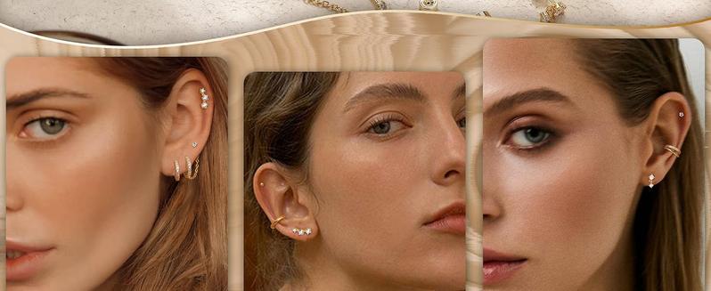 Florideco Small Gold Earrings for Women Hypoallergenic 20G Surgical Stainless Steel Flat Back Stud Earrings Dainty Stackable Earring Stacks Hoop Cartilage Earring Sets for Multiple Piercing