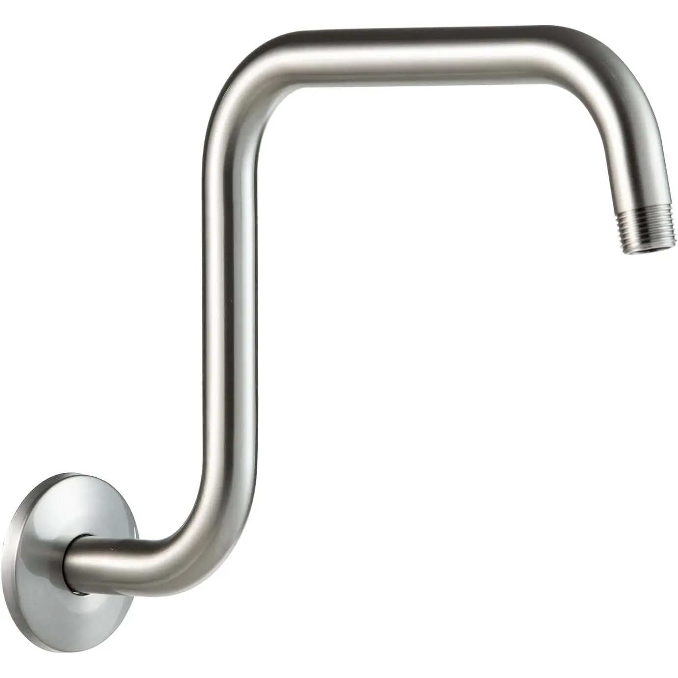 Shower  Extension Arm 13 in, Brushed Nickel S Shaped High Rise Extender with Flange Shower  Pipe Arm