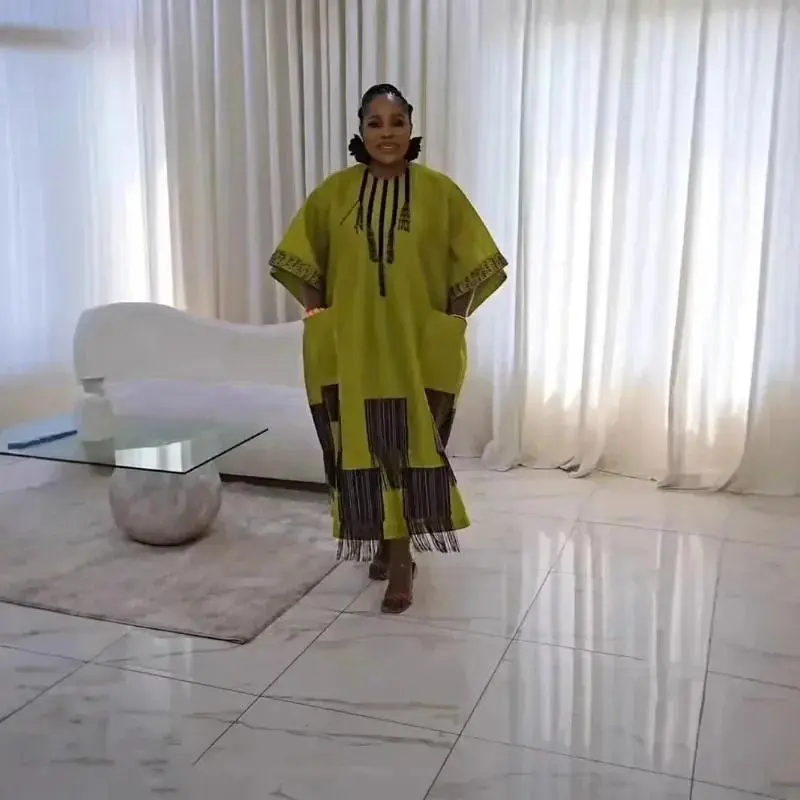 Plus Size African Dresses for Women Spring 2025 Fashion African Half Sleeve Polyester O-neck Long Dress Dashiki African Clothes