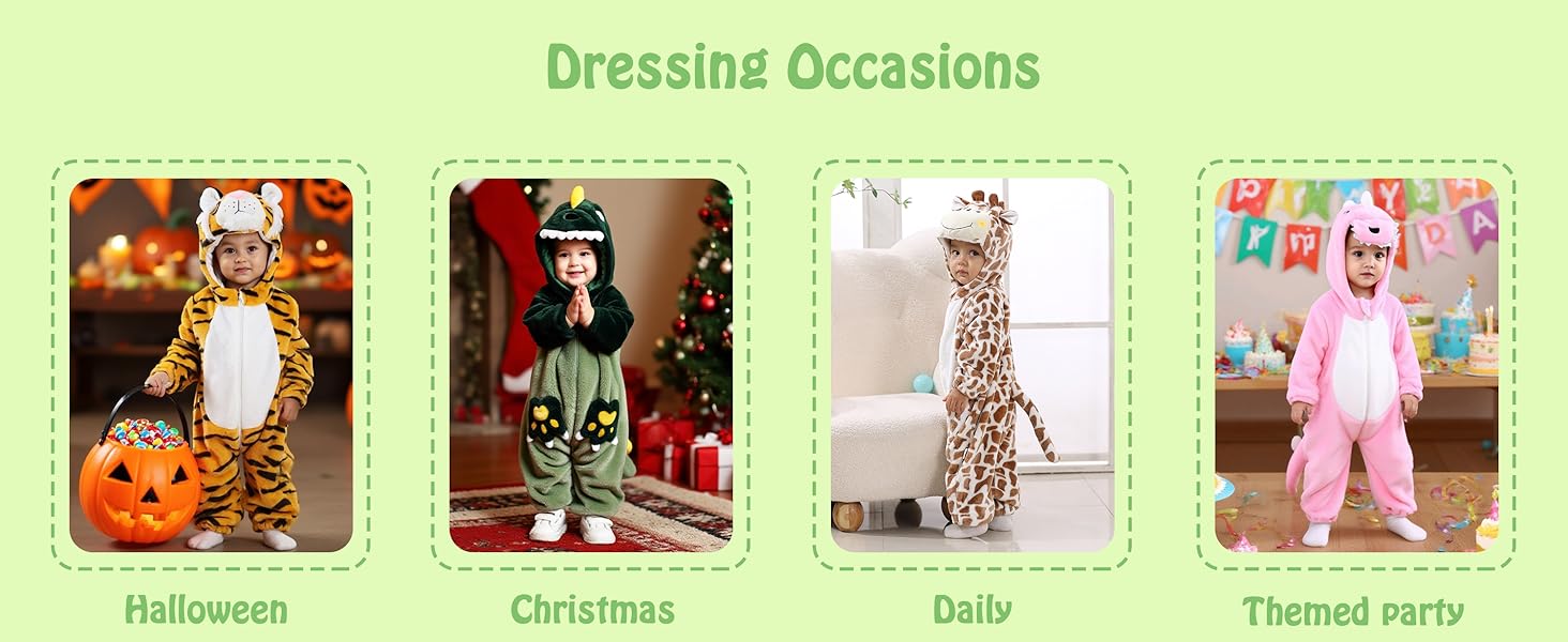 Kids' And Toddlers' Infant Tiger Dinosaur Animal Fancy Dress Costume Outfit Hooded Romper Jumpsuit Long Sleeve All Seasons Flannel Fabric