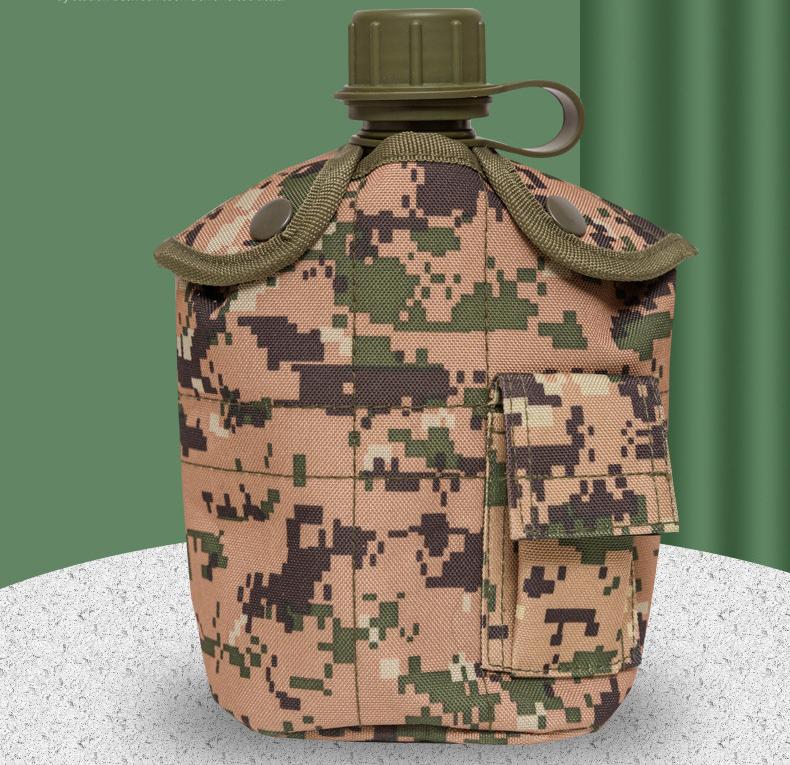 Tactical Military Canteen Kit with Camo Cover, 1L Portable Water Bottle Set for Camping, Hiking, Survival & Outdoor Adventures