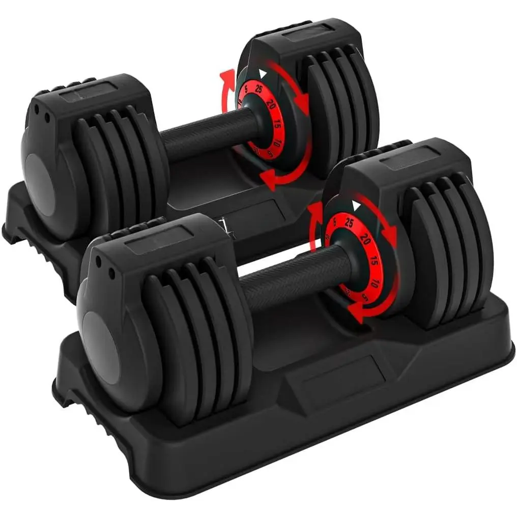 25/55lbs Adjustable Dumbbells Set, Dumbbells with Anti-Slip Metal Handle  Exercise & ness Fast Adjust Weight  Full Body Workout ness