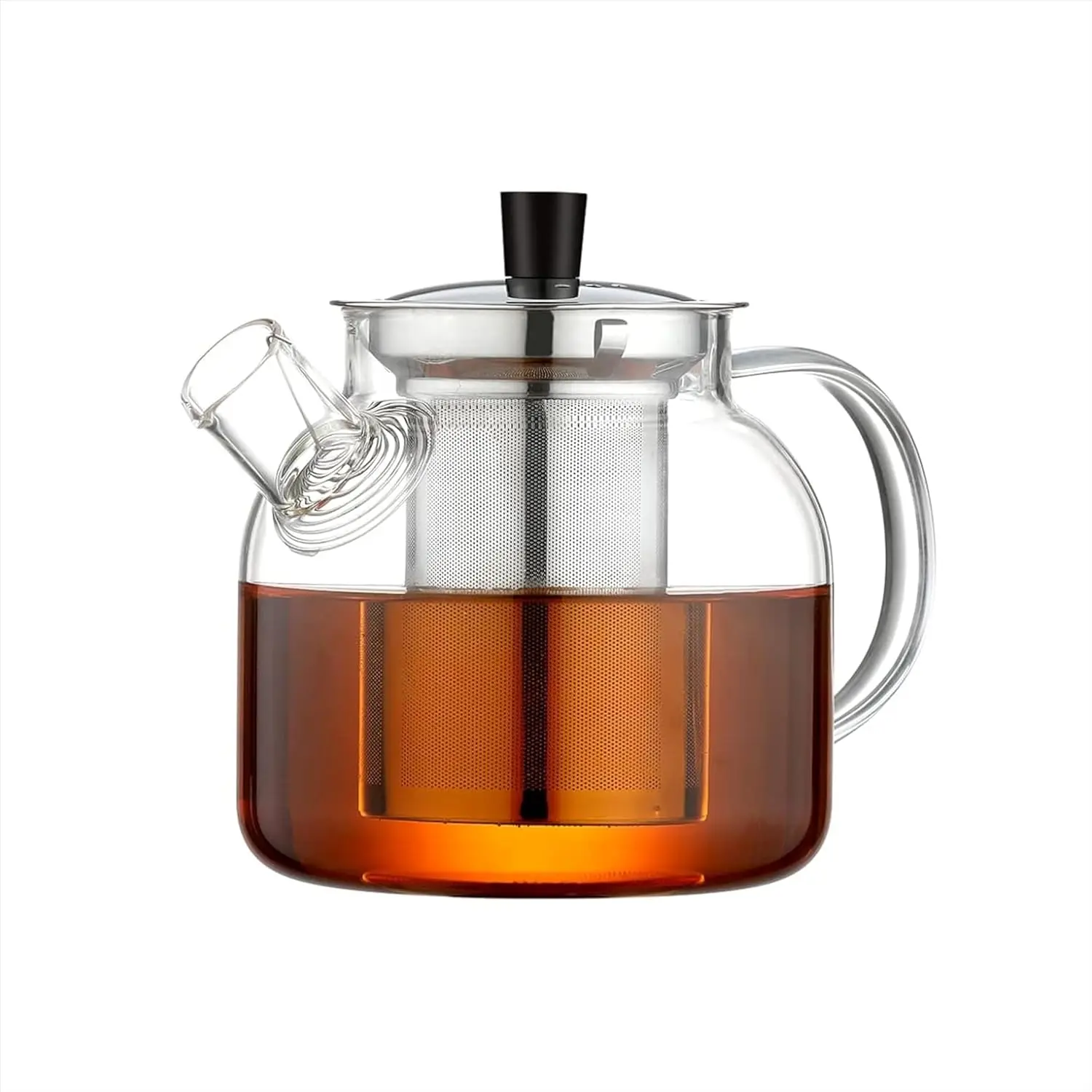 Handcrafted Glass Teapot for Dogs-Cats, 800ml(27oz) BPA-Free Health-Safe Stovetop-Safe with Handle, Removable Stainless Steel Infuser, Non-Dripping Spout - Serving Friends Office, Thanksgiving-Mother's Day Small Kettle