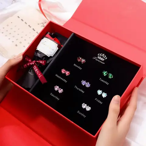 7 Pairs Heart-Shaped Zircon Stud Earrings Set, Elegant Gift Box for Girlfriend Anniversary, All-Season Wearable Jewelry, Jewelry Gifts, Studs Earrings #GLOBAL PICKS